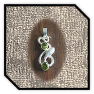 Main page item silver & two peridot snake pendant $200B