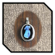 Main page item silver & oval onyx opal poodle cameo pendant $200E