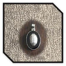 Main page item silver & oval onyx with football motif pendant $200H