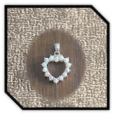 Main page item silver & 14 x solid opal heart pendant $250C