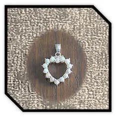 Main page item silver & 14 x solid opal heart pendant $250C