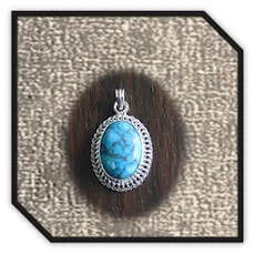 Main page item silver & oval turquoise pendant $250D