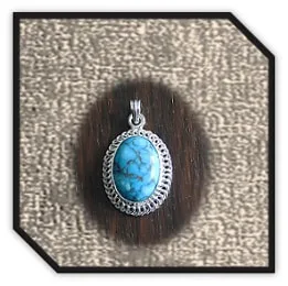 PE00250D-Sterling Silver Turquoise Pendant. $250.00