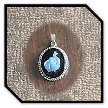 Main page item silver & oval onyx opal elephant head cameo pendant $250F