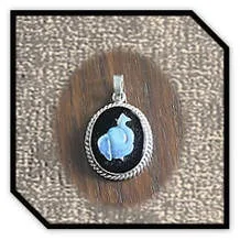 Main page item silver & oval onyx opal elephant head cameo pendant $250F