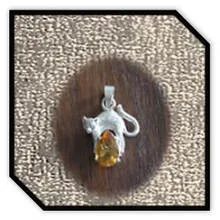 Main page item silver & pear shaped citrine cat pendant $280A