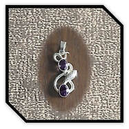 Main page item silver & 2 x oval amethyst snake pendant $280B