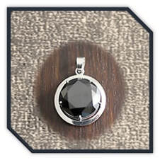 Main page item silver frame & large round black cubic pendant $280C