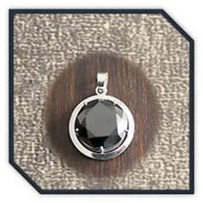 Main page item silver frame & large round black cubic pendant $280C