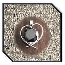 Main page item silver & large black cubic heart-shaped pendant $280D