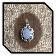 Main page item fancy silver frame & oval opal triplet pendant $300E