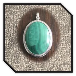 PE00300G-Sterling Silver Malachite Pendant. $300.00