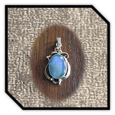 Main page item fancy silver frame & oval opal triplet pendant $300H