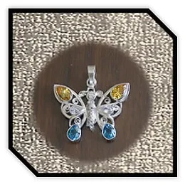PE00300I-Sterling Silver Cubic Butterfly Pendant. $300.00
