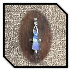 Main page item silver Celtic cross & free-form boulder opal pendant $300J