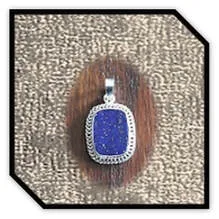 Main page item fancy wire silver & antique lapis lazuli pendant $380B