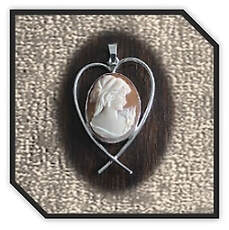 Main page item silver heart frame & carnelian shell cameo pendant $400F