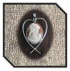 Main page item silver heart frame & carnelian shell cameo pendant $400F