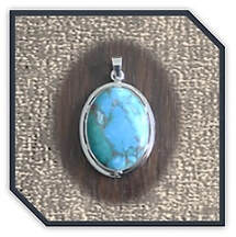 Main page item silver & large oval turquoise pendant $480B