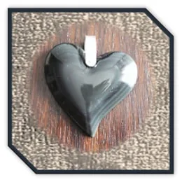 PE00500D-Sterling Silver Heart Shaped Obsidian Pendant. ​$500.00