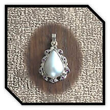 Main page item 9ct yellow gold rubies & pear-shaped blister pearl pendant $1100A