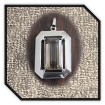Main page item large silver & rectangular smoky quartz pendant $1200B