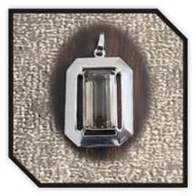Main page item large silver & rectangular smoky quartz pendant $1200B