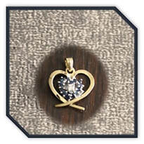 Main page item 18ct yellow gold heart shaped pendant with diamond & sapphires $1500B