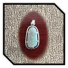 Main page item 9ct white gold & free-form solid semi-black opal pendant $2500D