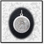 Main page item small round silver St Christopher medal $80A