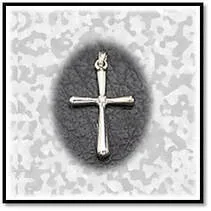 Main page item 34mm x 21mm silver with central diamond cross $150A