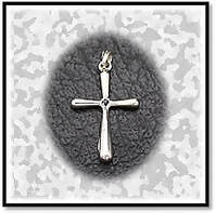 Main page item 34mm x 21mm silver & central sapphire cross $150B
