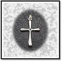 Main page item 34mm x 21mm silver & central sapphire cross $150B