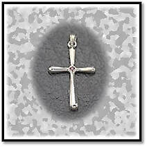 Main page item 34mm x 21mm silver & ruby cross $200A