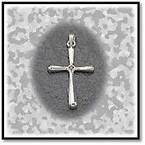 Main page item 34mm x 21mm silver & ruby cross $200A