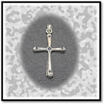 Main page item 34mm x 21mm silver & 5 x sapphire cross $250A