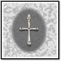 Main page item 34mm x 21mm silver & 5 x sapphire cross $250A