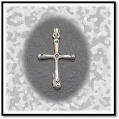 RE00250A-Sterling Silver Sapphire Cross. $250.00