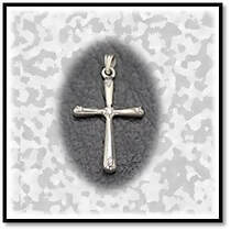 Main page item 34mm x 21mm silver & 5 x diamond cross $350A