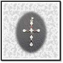 Main page item silver 6 cubic & 5 garnet cross $500A