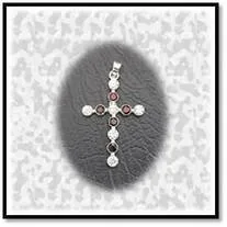 Main page item silver 6 cubic & 5 garnet cross $500A