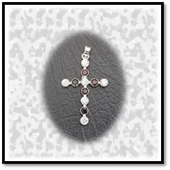 RE00500A-Sterling Silver Garnet Cubic Cross. $500.00