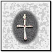 Main page item silver & 5 ruby cross $550A
