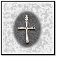 Main page item silver & 5 ruby cross $550A