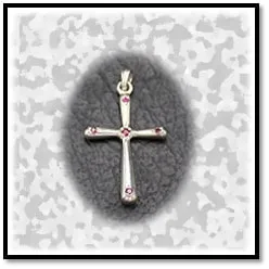 RE00550A-Sterling Silver Ruby Cross. $550.00