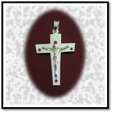 Main page item silver & 4 x natural ruby crucifix $880A