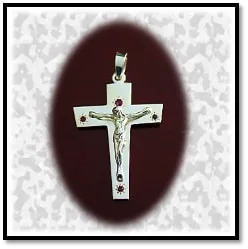 RE00880A-Sterling Silver Ruby Crucifix. $880.00