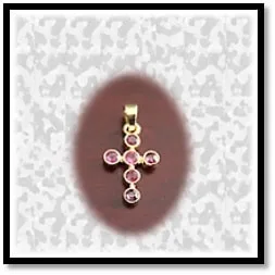 RE05500A-18ct Yellow Gold Ruby Cross. $5500.00