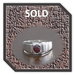 MR00200A-Sterling Silver Garnet Men's Ring. $200.00
