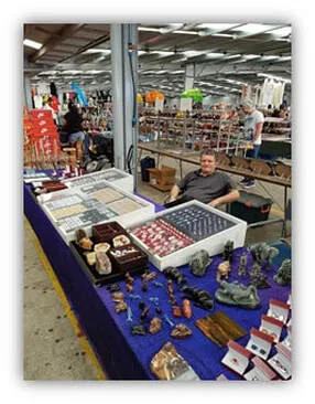 This is Fred at the market stall waiting to serve the next customer.